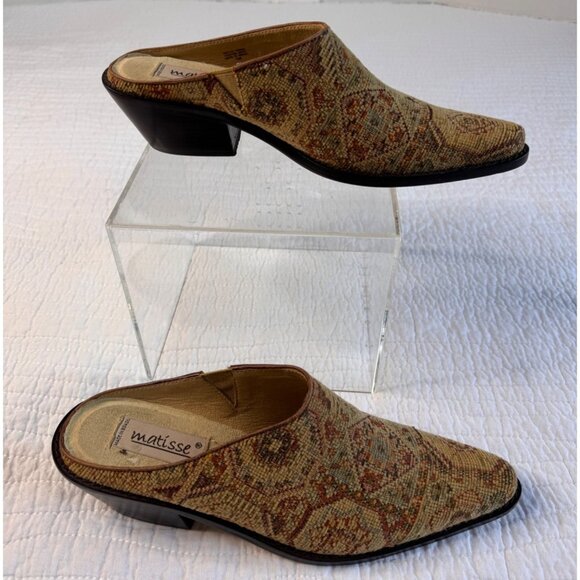 Matisse Sheryl Woven Tapestry Mule Boho Shoes Size 7M Leather Sole - Picture 5 of 10